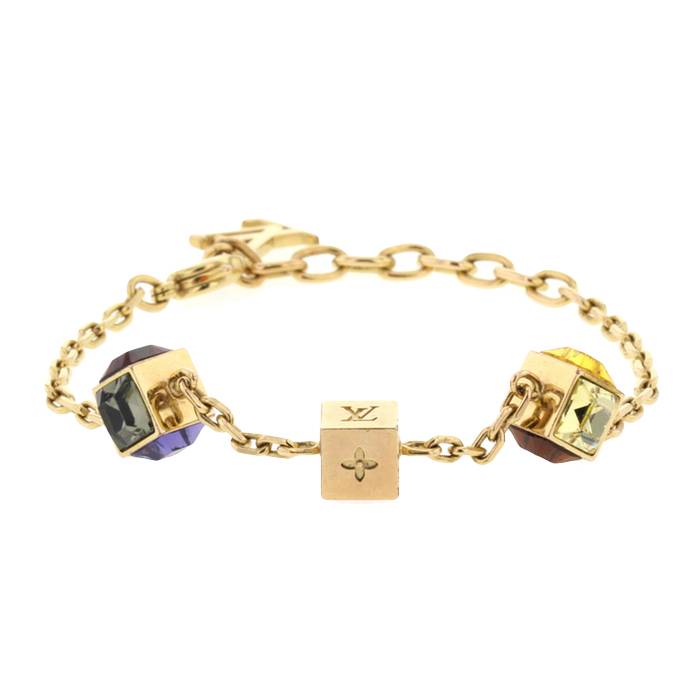 Louis Vuitton Gamble Crystal Bracelet Golden Purple Metal ref