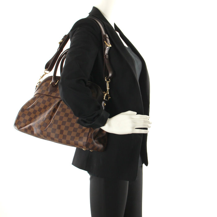 Louis Vuitton in damier canvas and brown leather - Detail D1