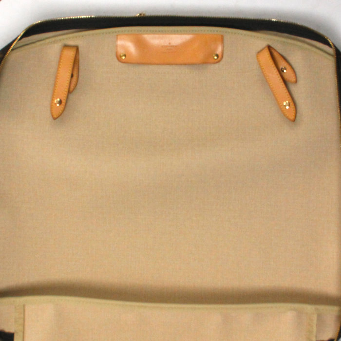 Sac de voyage Louis Vuitton Alize en toile monogram et cuir naturel - Detail D4
