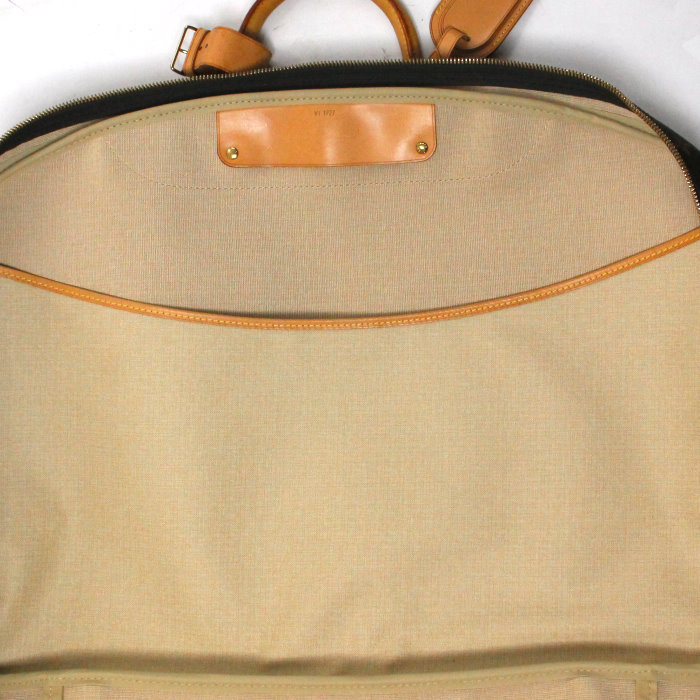 Sac de voyage Louis Vuitton Alize en toile monogram et cuir naturel - Detail D5