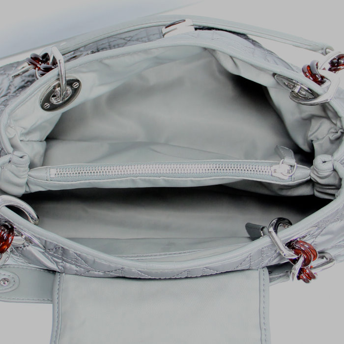 Handbag Dior Charming Lock in canvas and grey leather - Detail D2