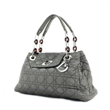 Handbag Dior Charming Lock in canvas and grey leather