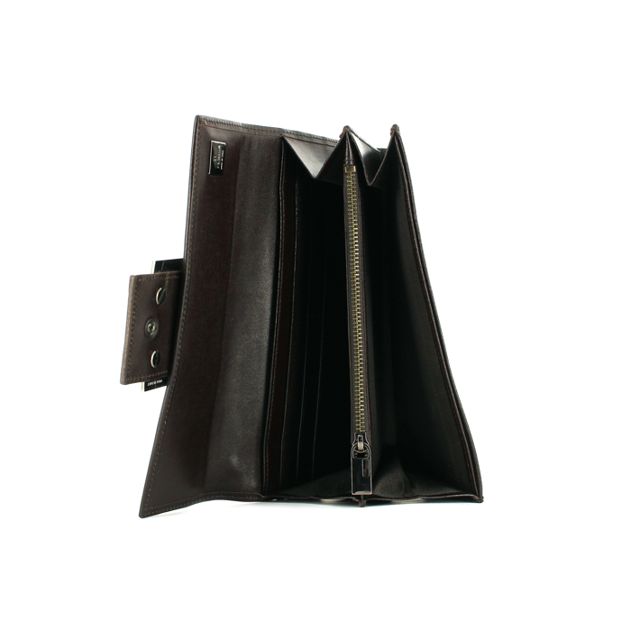 Fendi Baguette wallet in brown monogram canvas and brown leather - Detail D1