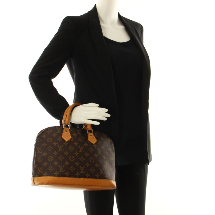 Louis Vuitton Alma strap in monogram canvas and natural leather - Detail D2