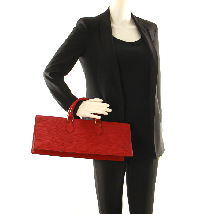 Bolso de mano Triangle en cuero Epi rojo - Detail D1