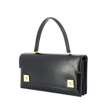 Bolso de mano en cuero box negro