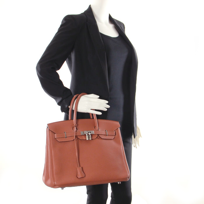 Hermès Birkin 35 cm en cuir rose poudre - Detail D1