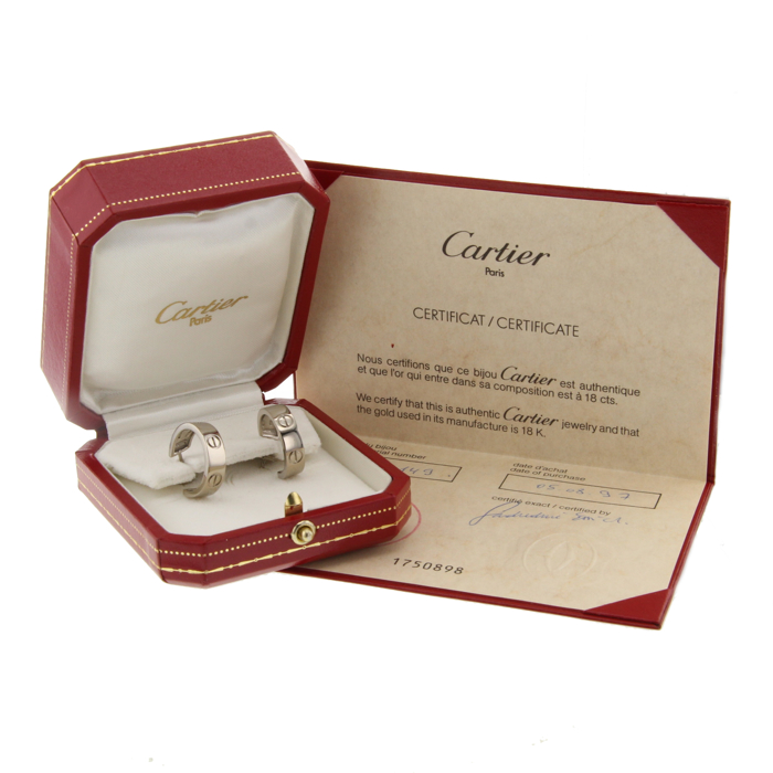 Paire de créoles Cartier Love en or blanc - Detail D2