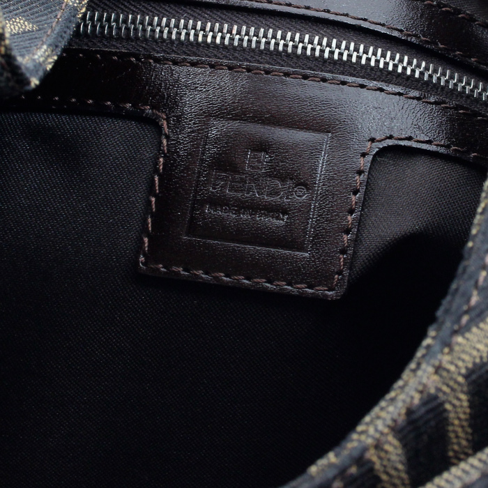 Handbag in monogram canvas and brown leather - Detail D3