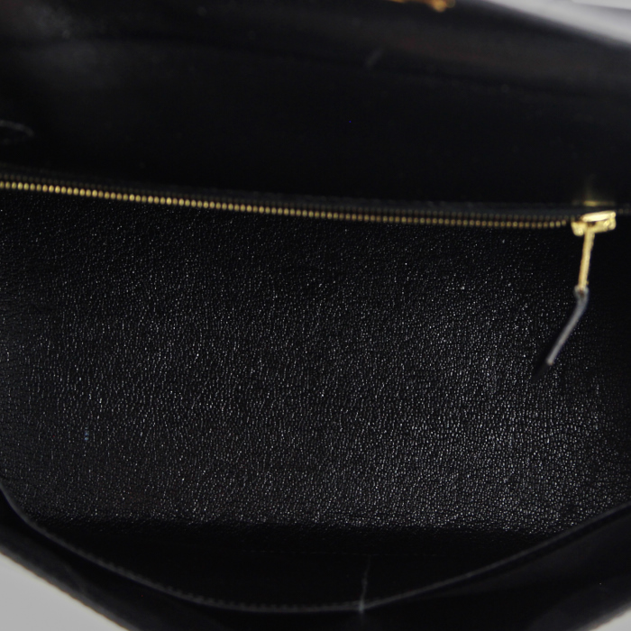 Sac à main Kelly 28 cm en cuir box noir - Detail D2