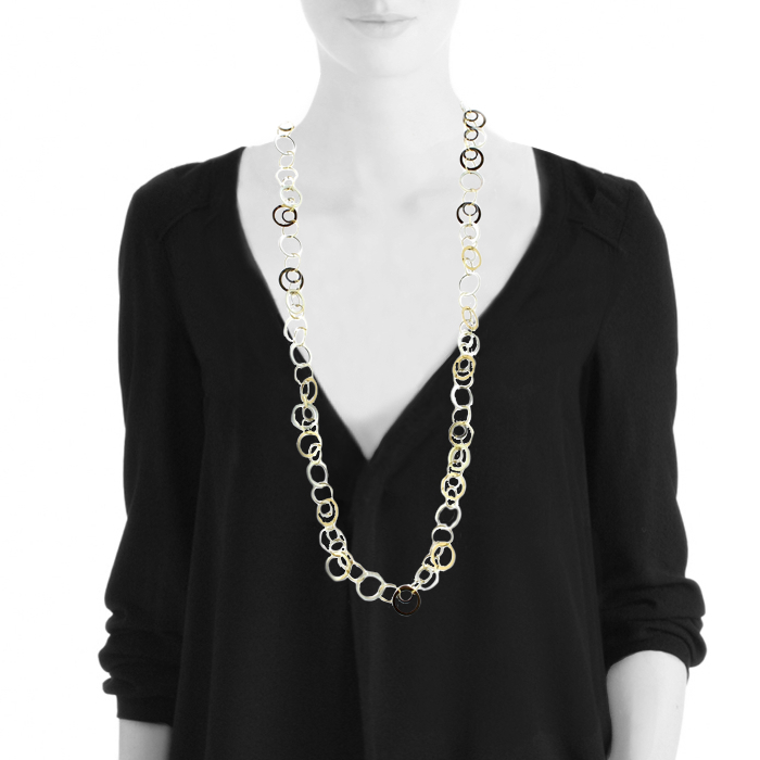 Victoria Casal yellow gold, white gold and mother-of-pearl Pop necklace - Detail D1