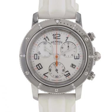 Hermès montre Clipper Chrono acier et diamants Ref : CP2.430 Vers 2011