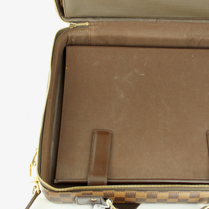 Louis Vuitton Sabana in damier canvas and brown leather - Detail D4