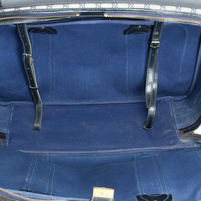 Gucci Valise vintage in blue monogram canvas and leather - Detail D2