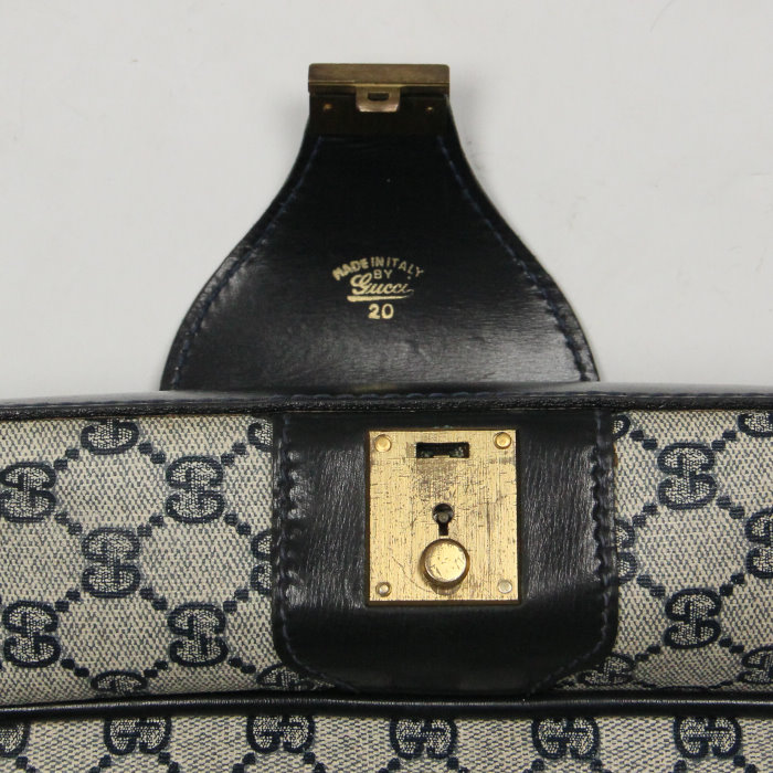 Gucci Valise vintage in blue monogram canvas and leather - Detail D4