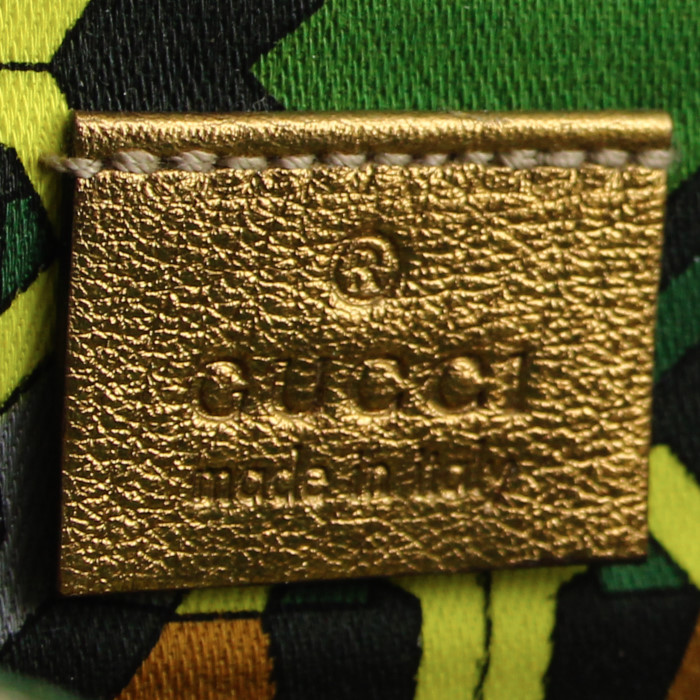Pochette Gucci in tela monogram beige e pelle dorata - Detail D3