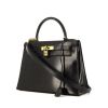 Hermes Kelly 28 cm handbag in black box leather - 00pp thumbnail