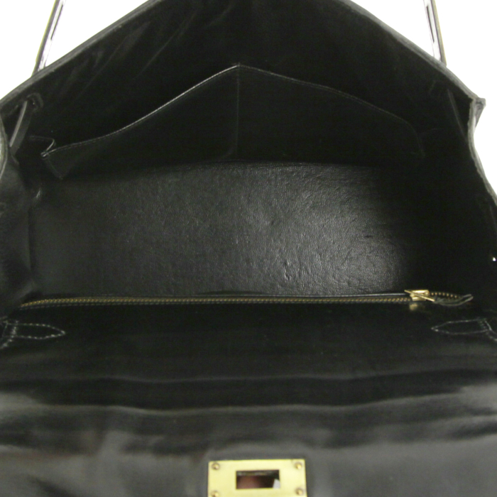 Bolso de mano Hermes Kelly 28 cm en cuero box negro - Detail D3