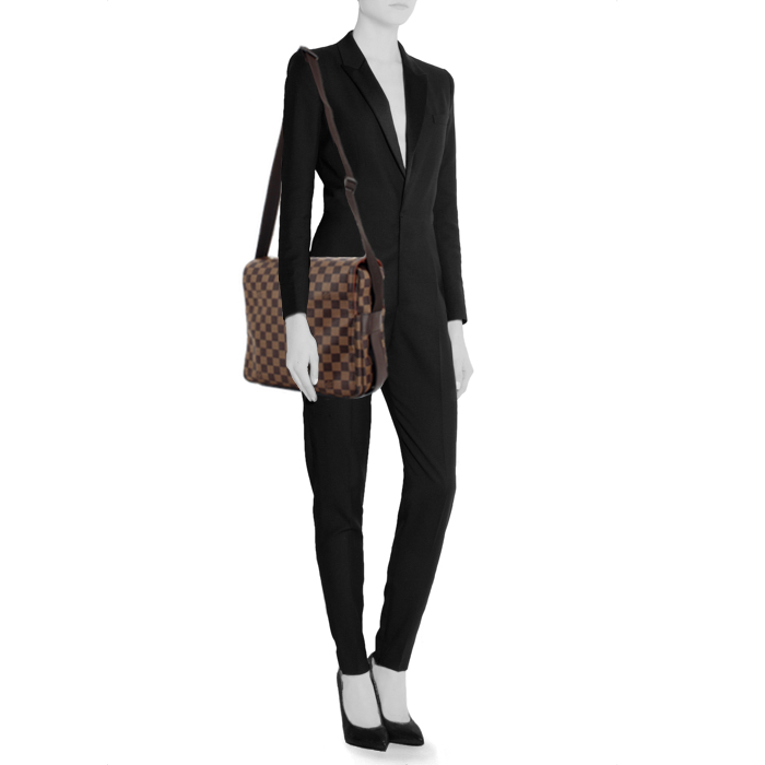 Louis Vuitton Naviglio in damier canvas and brown leather - Detail D1