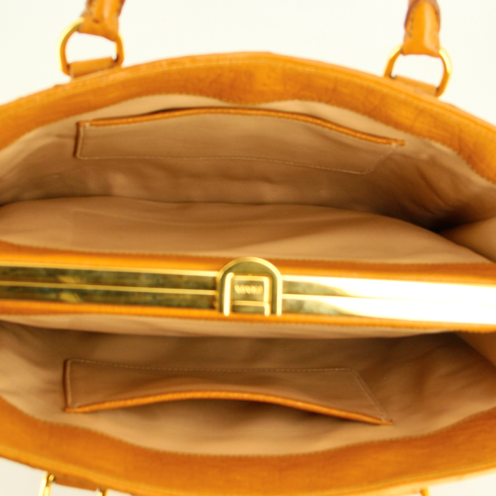 Sac à main en autruche orange - Detail D2
