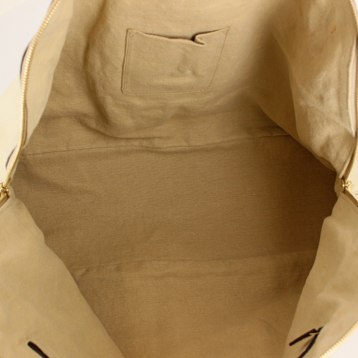 Sac cabas Saint Laurent Muse en cuir grainé crème - Detail D2