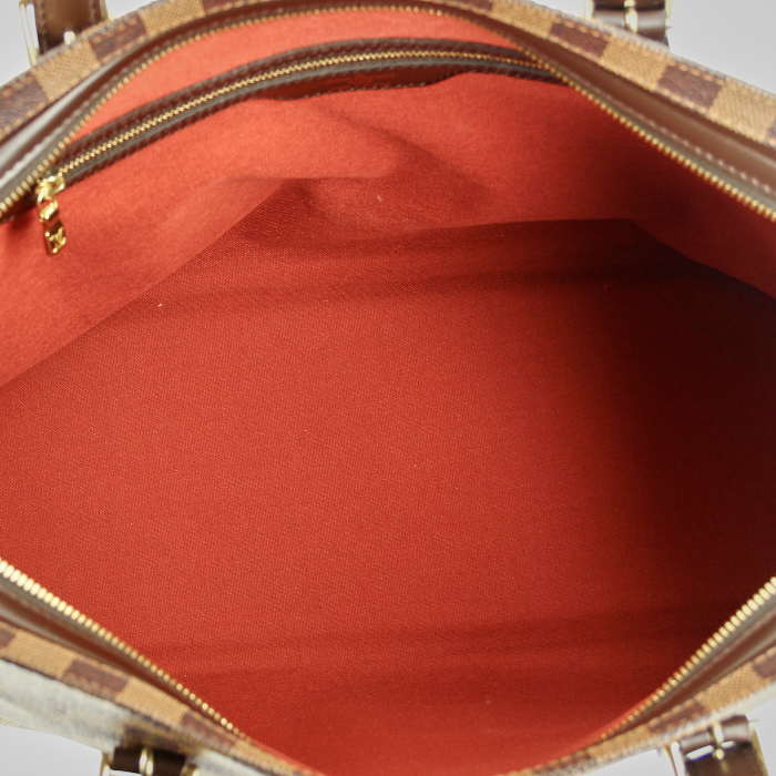 Louis Vuitton Chelsea en toile damier ébène et cuir marron - Detail D2