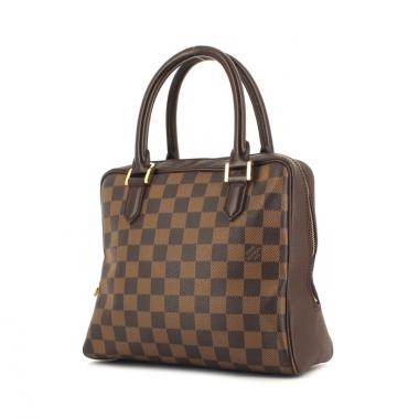 Borsa in tela a scacchi ebana e pelle marrone