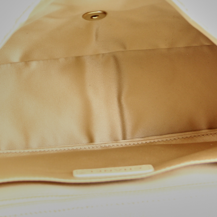 Chanel Timeless Jumbo Bag in beige jute canvas with flowers pattern - Detail D2