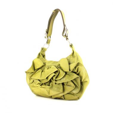 Bolso de mano en cuero verde