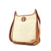 Hermes Vespa shoulder bag in beige braided horsehair and brown leather - 00pp thumbnail