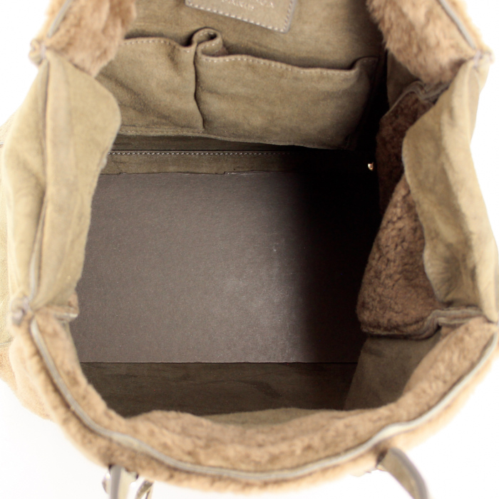 Shopping bag in khaki suede - Detail D2