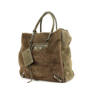 Shopping bag in camoscio verde kaki