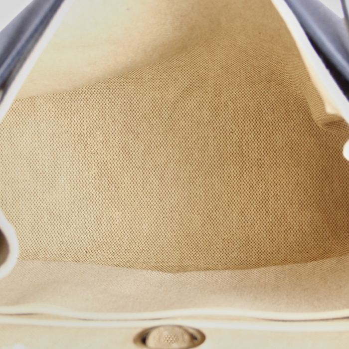 Borsa Hermes Herbag in tela e pelle blu - Detail D2