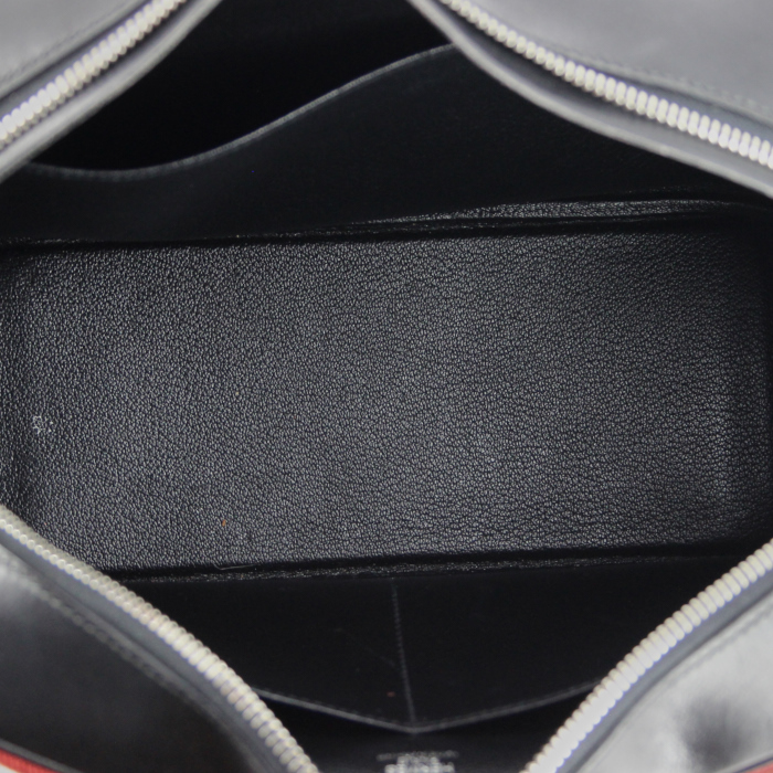 Hermès sac Plume moyen modèle édition limitée en toile rouge et cuir noir  - Detail D2