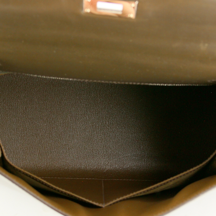 Hermes Kelly 28 cm in khaki leather - Detail D2
