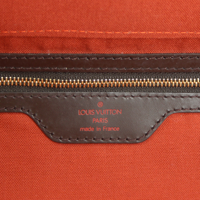 Bolsa de viaje Greenwich en lona a cuadros revestida ébano y cuero marrón - Detail D4