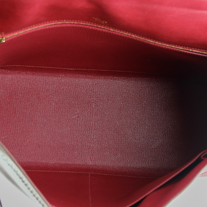 Bolso de mano Kelly 35 cm en cuero box color frambuesa - Detail D2