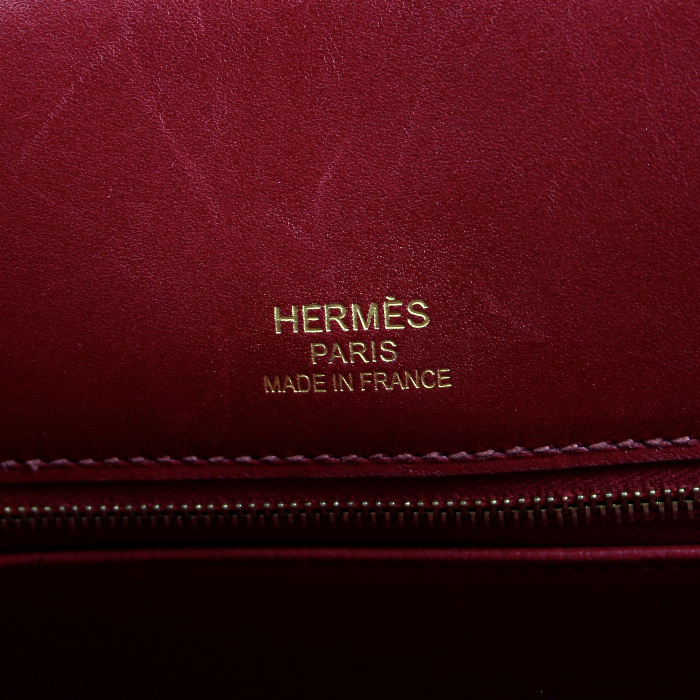 Hermès Kelly Ghillies 35 cm Bag in raspberry-pink leather - Detail D3
