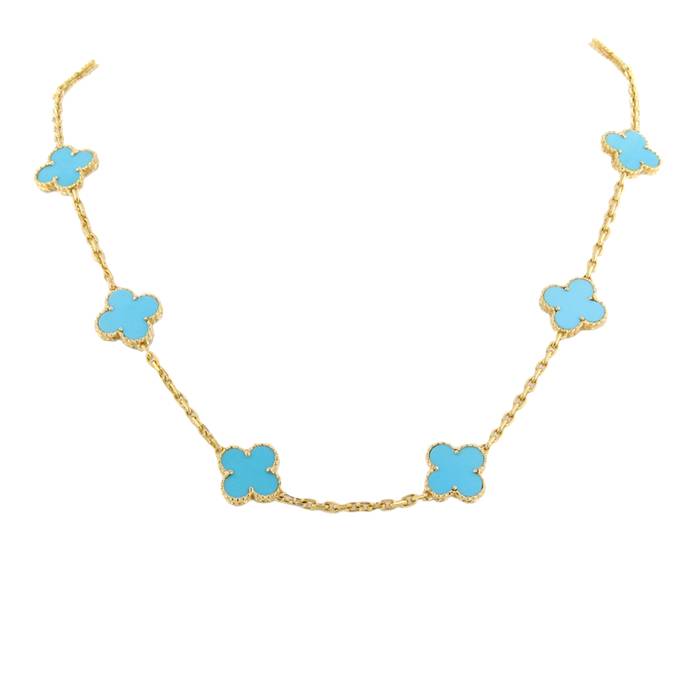 Turquoise and Gold Clover Necklace – Michael E. Minden Diamond Jewelers -  The Diamond & Wedding Ring Store