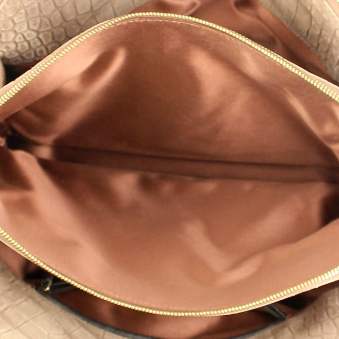 Yves Saint Laurent Bag in brown suede imitating crocodile leather - Detail D4