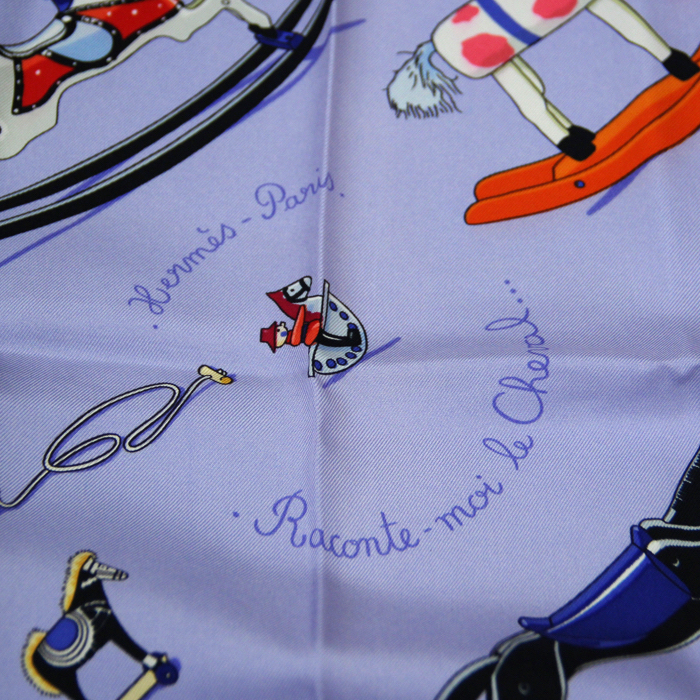 Foulard quadrato Hermes Carre Hermes in tela blu - Detail D1