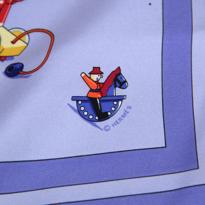 Hermes Carre Hermes carré scarf in blue canvas - Detail D3