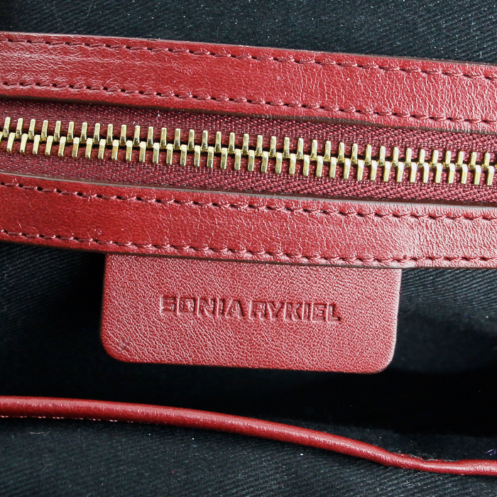 Sonia Rykiel sac en cuir bordeaux à motifs de tressage - Detail D4