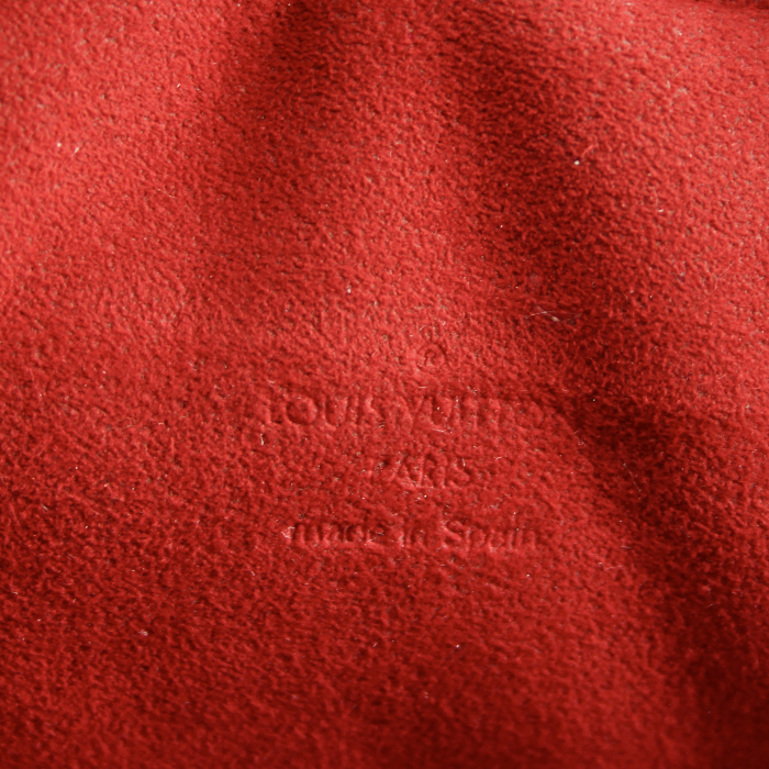 Borsa Louis Vuitton Bowling in tela cerata con motivo a scacchi e pelle marrone - Detail D3