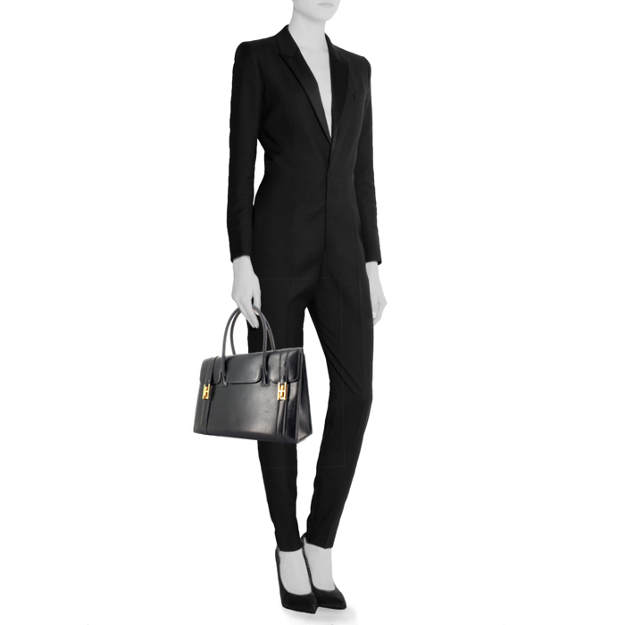 Hermès sac Drag en cuir noir - Detail D1