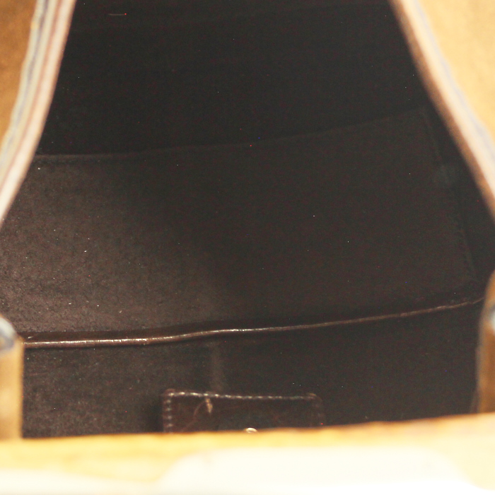 Yves Saint Laurent Mombasa small model handbag in suede and brown leather - Detail D2