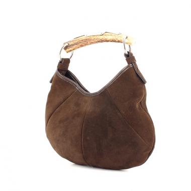 Bolso de mano Yves Saint Laurent Mombasa modelo pequeño en ante y cuero marrón