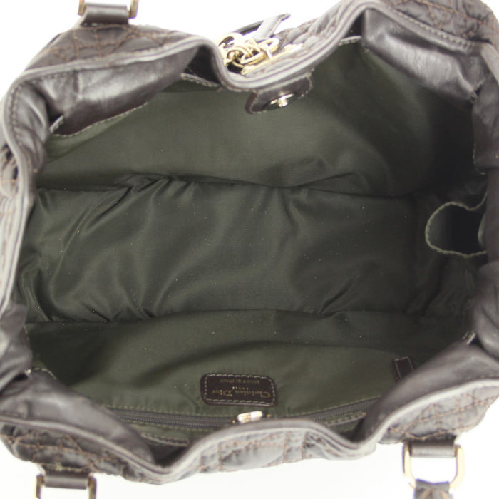 Christian Dior Bag in brown canvas cannage and leather - Detail D2