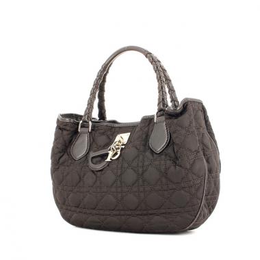 Christian Dior sac en toile cannage et cuir marron 