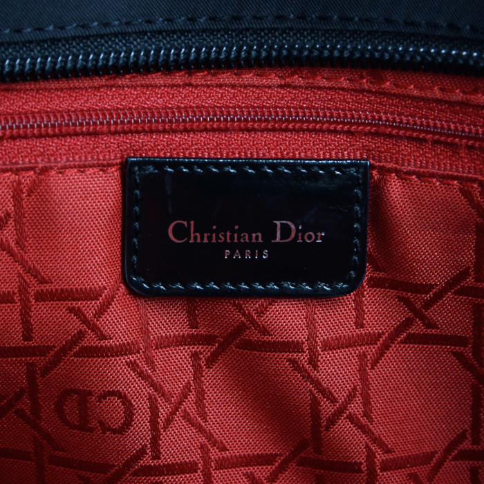 Borsa Dior modello grande in tela cannage e pelle verniciata nera - Detail D3